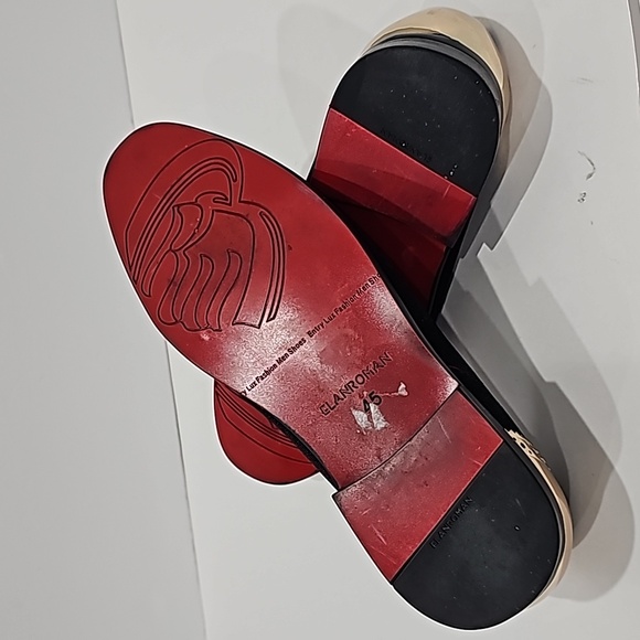 ELANROMAN Men's Sz EU 45 US 11 Black Velvet Gold Eagle Loafer formal Dressy - Picture 8 of 11